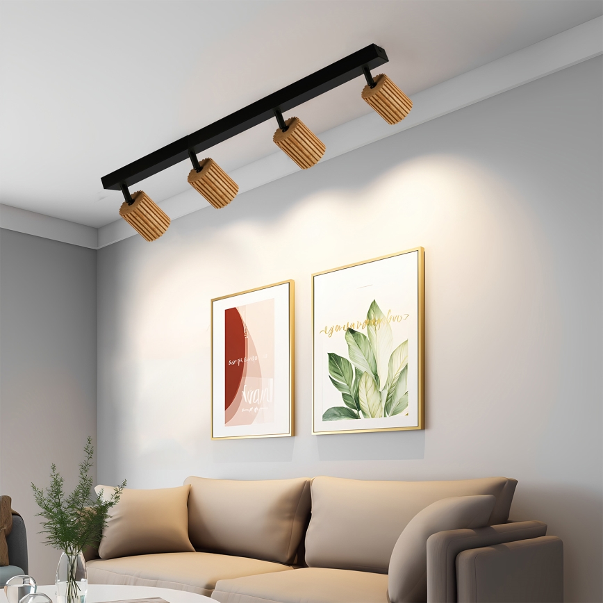 Brilagi - Kohdevalaisin MODERN WOOD 4xGU10/8W/230V puu/musta
