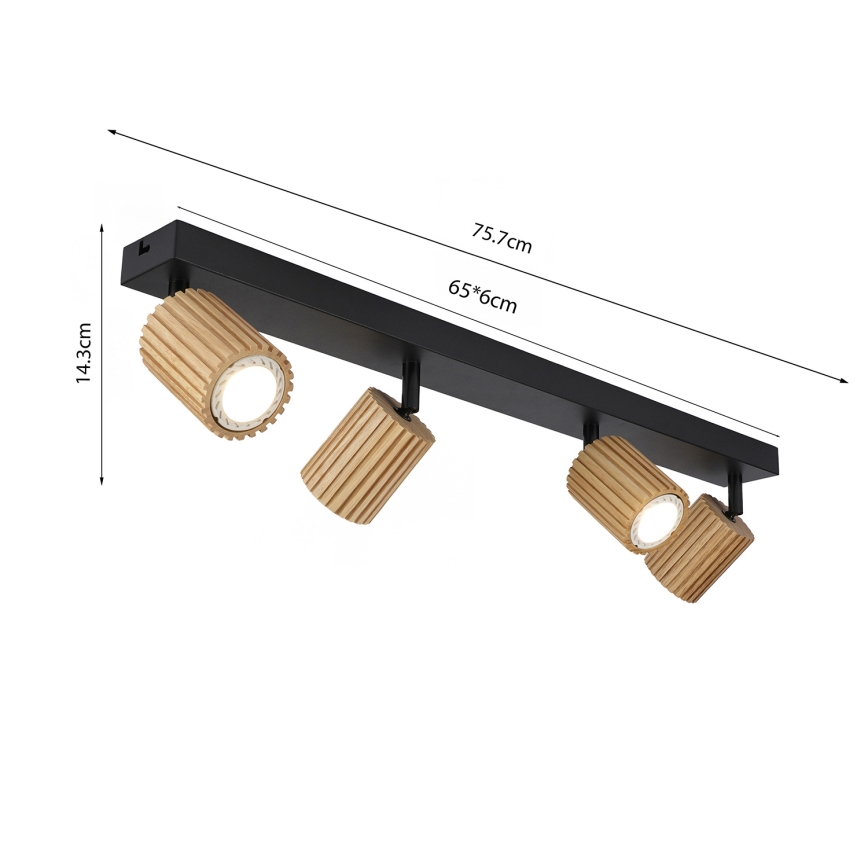 Brilagi - Kohdevalaisin MODERN WOOD 4xGU10/8W/230V puu/musta