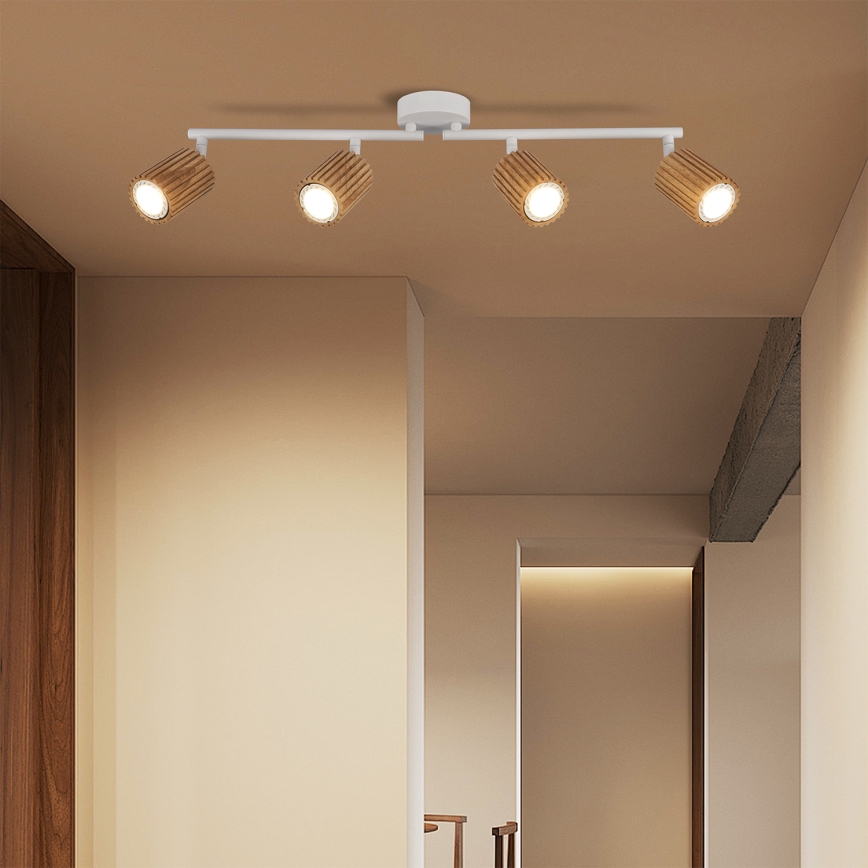 Brilagi - kohdevalaisin MODERN WOOD 4xGU10/8W/230V puu/valkoinen