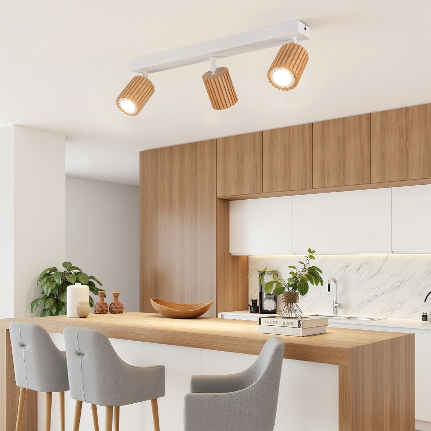 Brilagi - kohdevalaisin MODERN WOOD 4xGU10/8W/230V puu/valkoinen