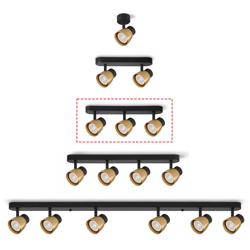 Brilagi - Kohdevalaisin NUGGET 3xGU10/30W/230V musta/kultainen