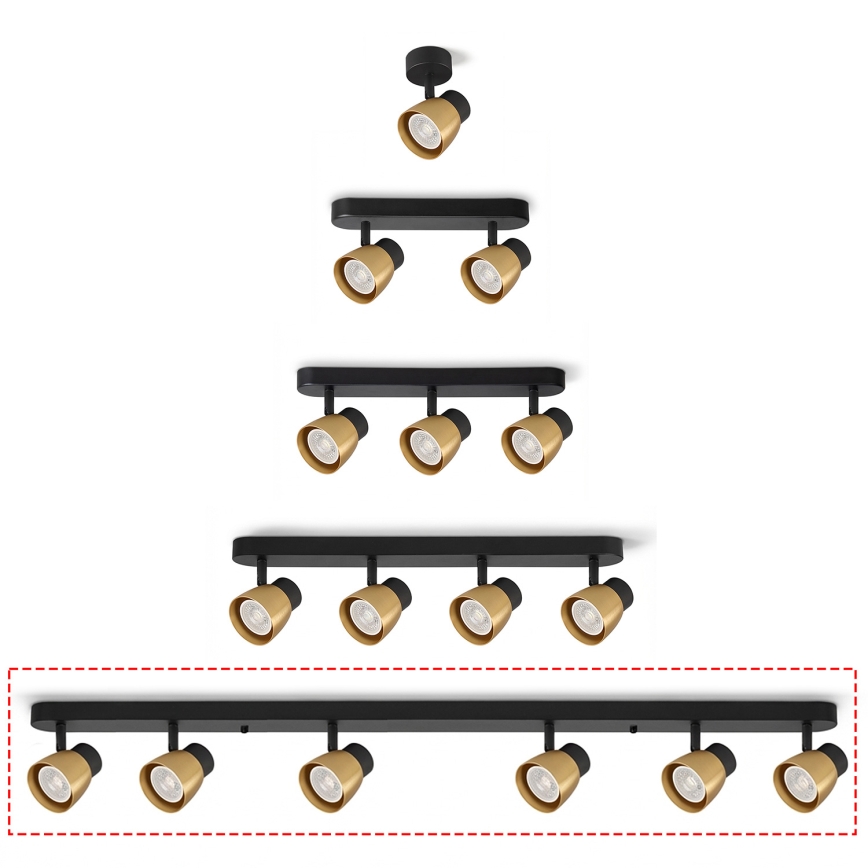 Brilagi - Kohdevalaisin NUGGET 6xGU10/30W/230V musta/kulta