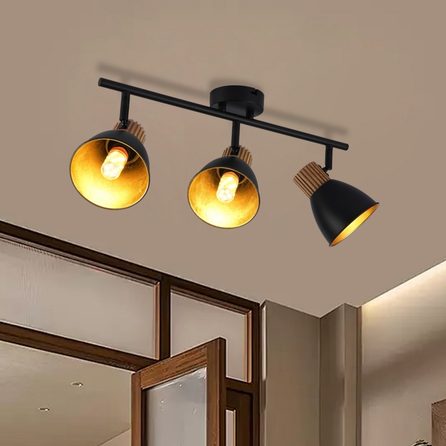 Brilagi - Kohdevalaisin ODENSE 3xE14/10W/230V kumipuu/musta