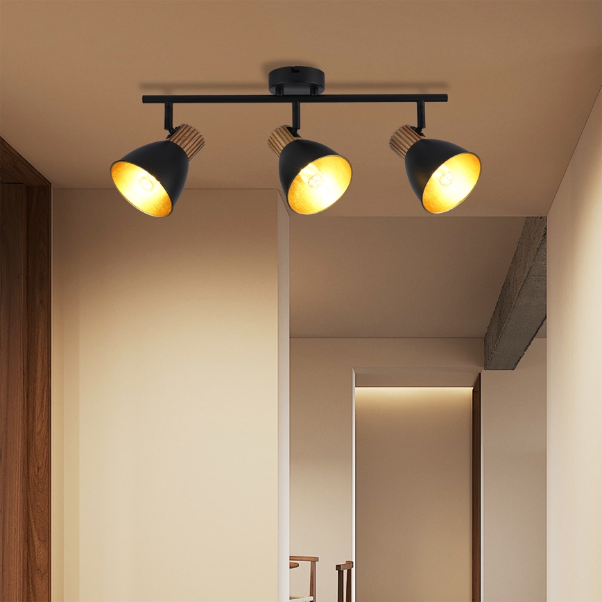 Brilagi - Kohdevalaisin ODENSE 3xE14/10W/230V kumipuu/musta