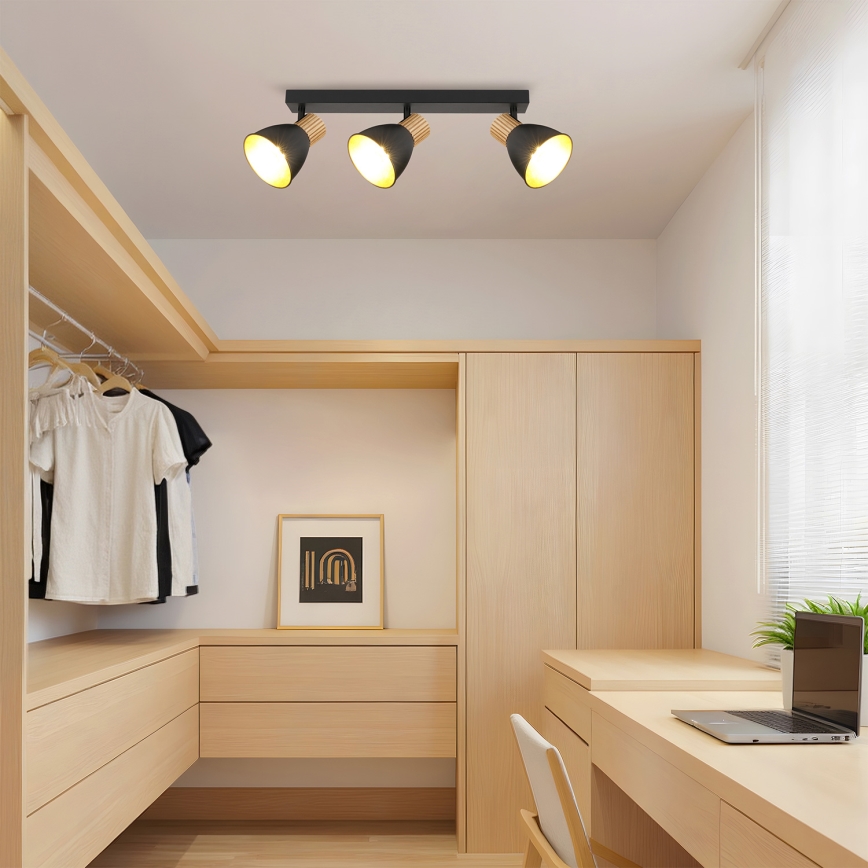 Brilagi - Kohdevalaisin ODENSE 3xE14/10W/230V kumipuu/musta