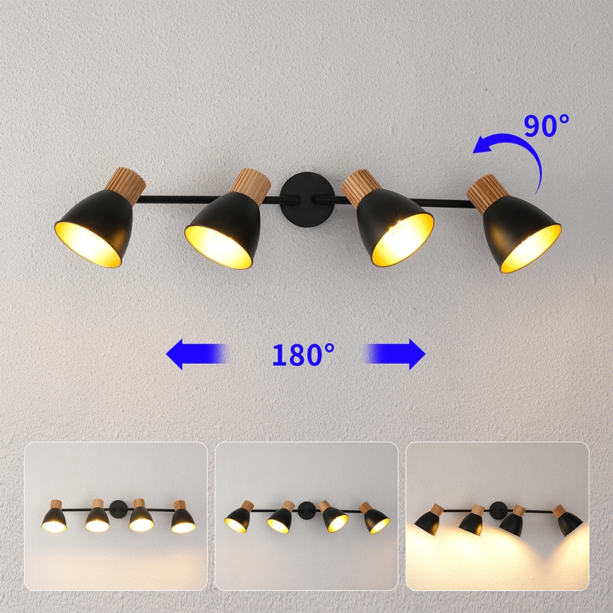 Brilagi - Kohdevalaisin ODENSE 4xE14/10W/230V puu/musta