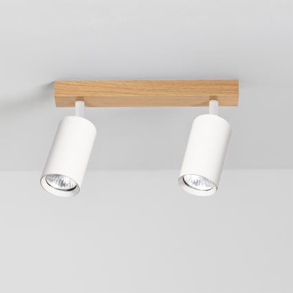 Brilagi - Kohdevalaisin SELE 2xGU10/30W/230V valkoinen/tammi-dekor