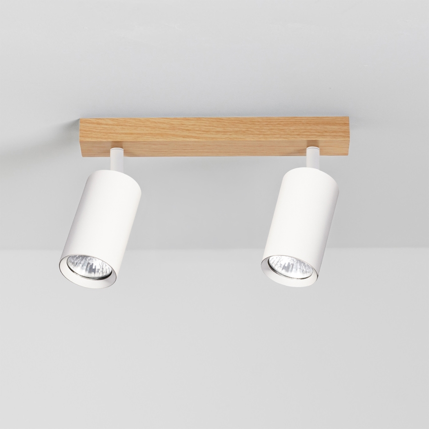 Brilagi - Kohdevalaisin SELE 2xGU10/30W/230V valkoinen/tammi-dekor