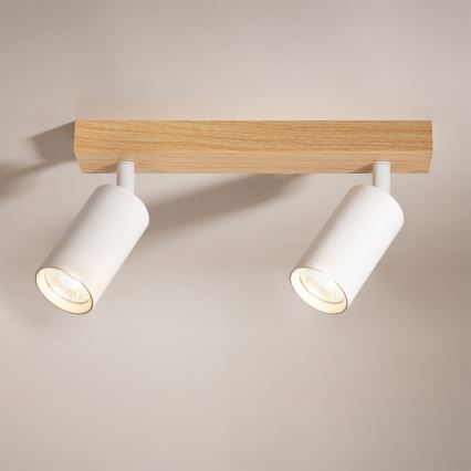 Brilagi - Kohdevalaisin SELE 2xGU10/30W/230V valkoinen/tammi-dekor