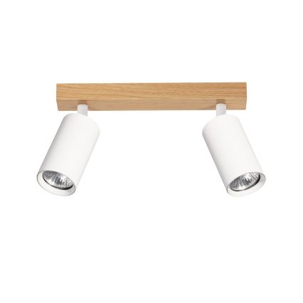 Brilagi - Kohdevalaisin SELE 2xGU10/30W/230V valkoinen/tammi-dekor