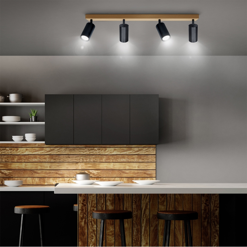 Brilagi - Kohdevalaisin SELE 4xGU10/30W/230V musta/tammi-dekori