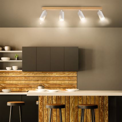 Brilagi - Kohdevalaisin SELE 4xGU10/30W/230V valkoinen/tammi-dekori