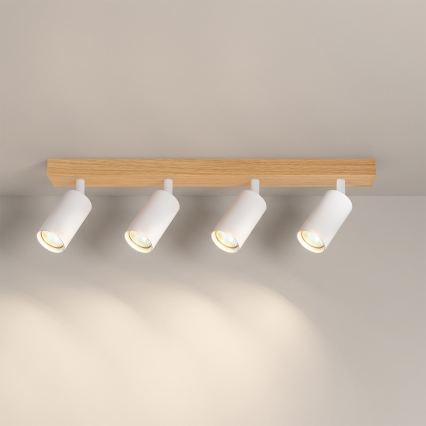 Brilagi - Kohdevalaisin SELE 4xGU10/30W/230V valkoinen/tammi-dekori