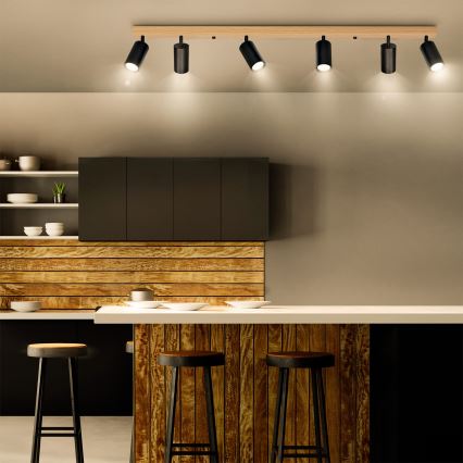 Brilagi - Kohdevalaisin SELE 6xGU10/30W/230V musta/tammi-dekori