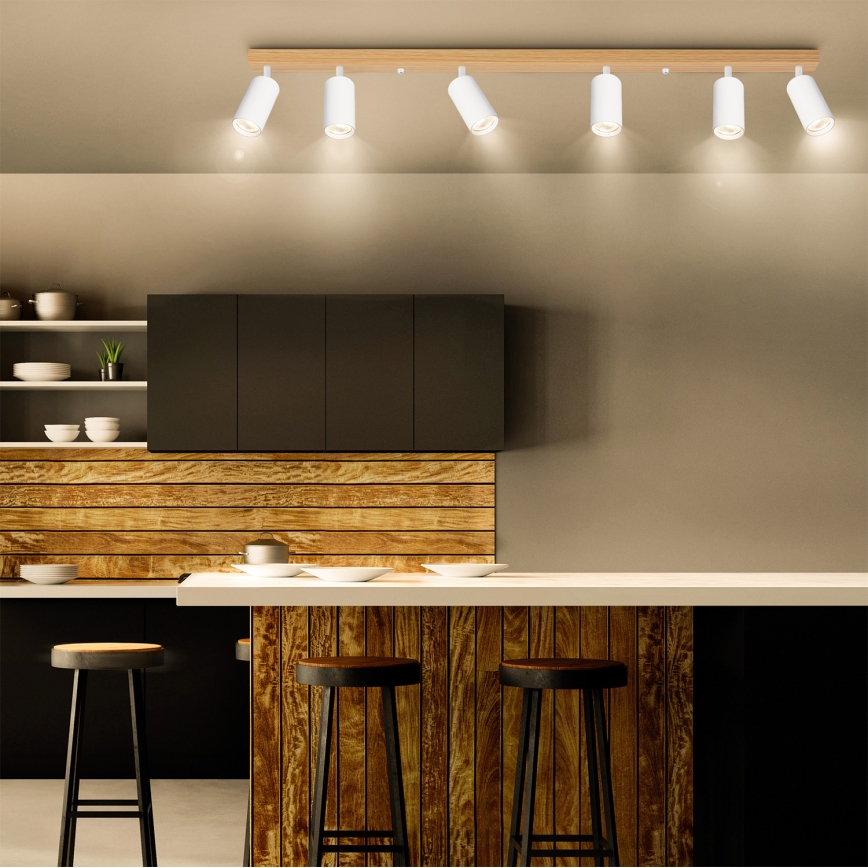 Brilagi - Kohdevalaisin SELE 6xGU10/30W/230V valkoinen/tammi-dekori