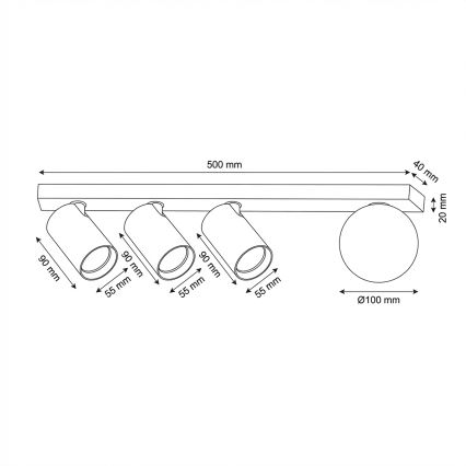 Brilagi - Kohdevalaisin SELE BALL 3xGU10/30W/230V + 1xG9/10W musta