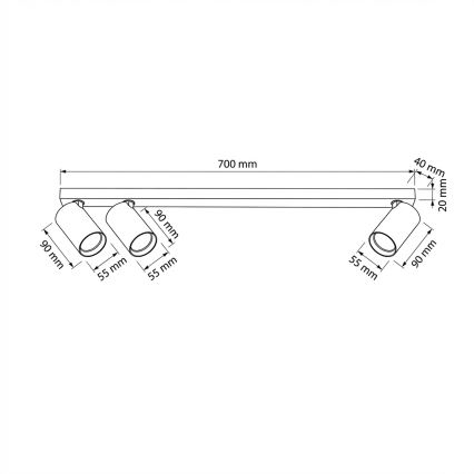 Brilagi - Kohdevalaisin SELE LONG 3xGU10/30W/230V beige