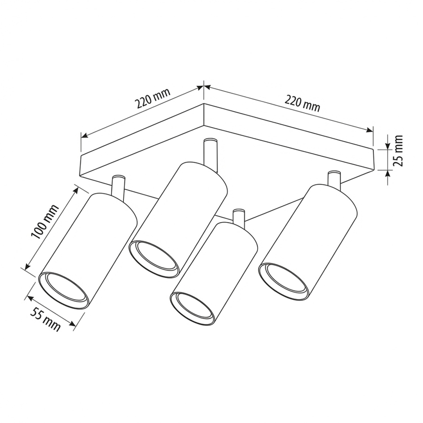 Brilagi - Kohdevalaisin SELE SQUARE 4xGU10/30W/230V musta