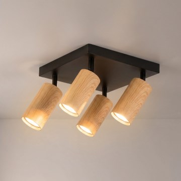 Brilagi - Kohdevalaisin SELE SQUARE 4xGU10/30W/230V musta/tammi-dekori