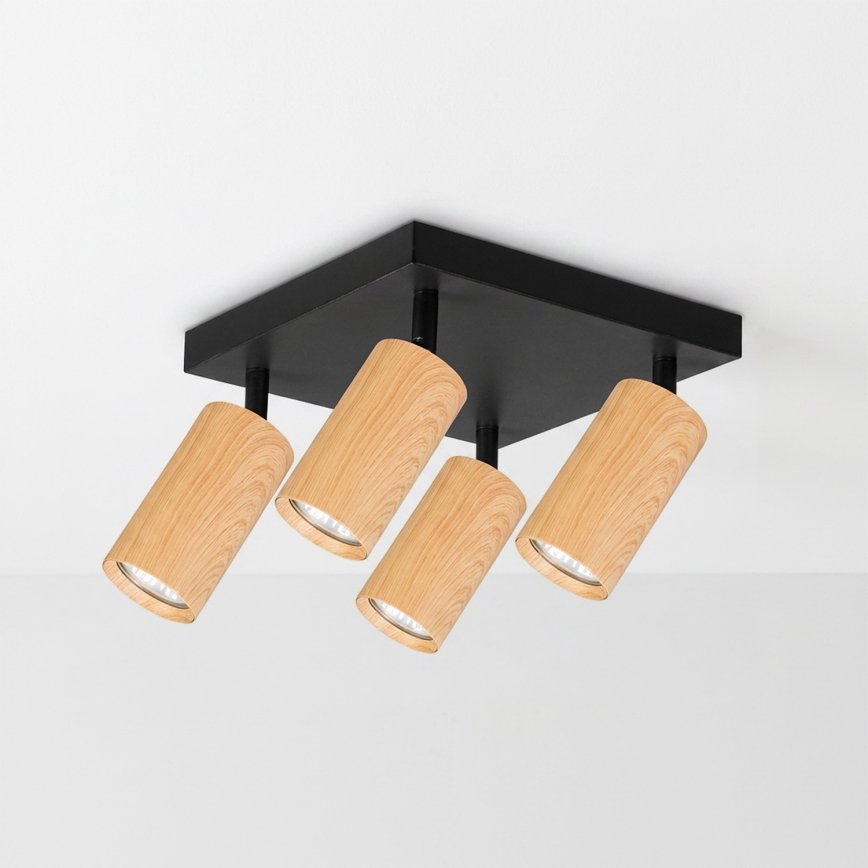 BRILAGI - Kohdevalaisin SELE SQUARE 4xGU10/30W/230V musta/tammi-dekori