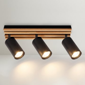 Brilagi - Kohdevalaisin SELE WOOD 3xGU10/30W/230V musta/puu