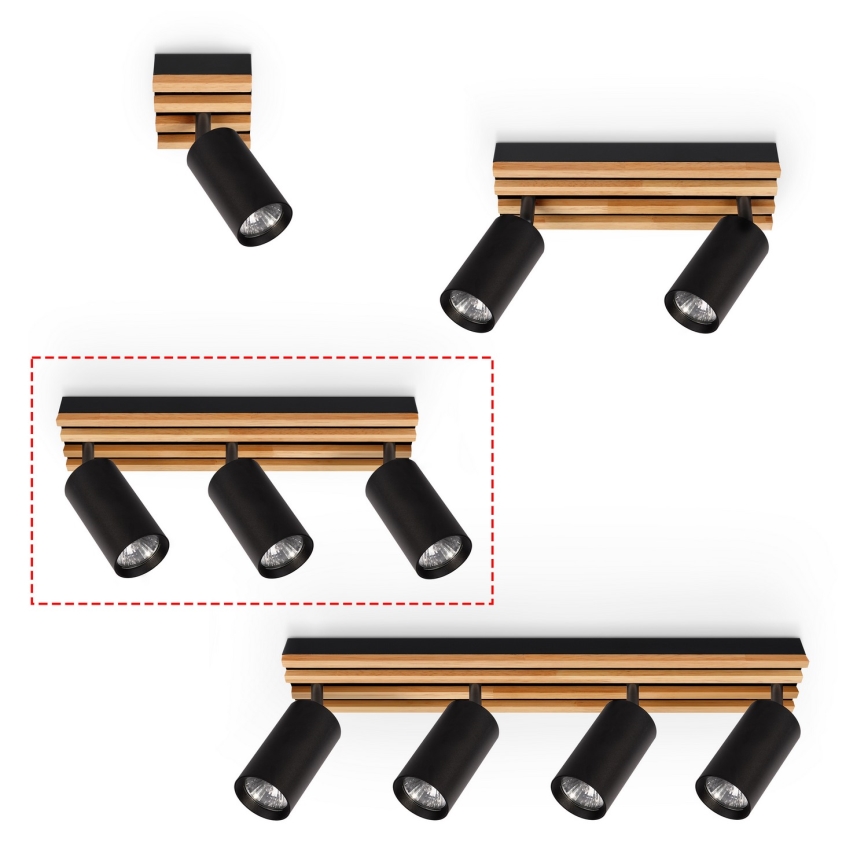 Brilagi - Kohdevalaisin SELE WOOD 3xGU10/30W/230V musta/puu