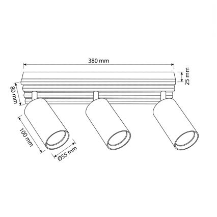 Brilagi - Kohdevalaisin SELE WOOD 3xGU10/30W/230V musta/puu
