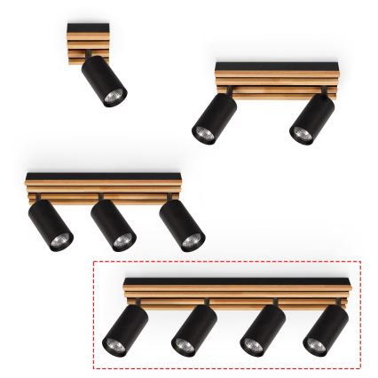 Brilagi - Kohdevalaisin SELE WOOD 4xGU10/30W/230V musta/puu
