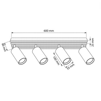 Brilagi - Kohdevalaisin SELE WOOD 4xGU10/30W/230V musta/puu