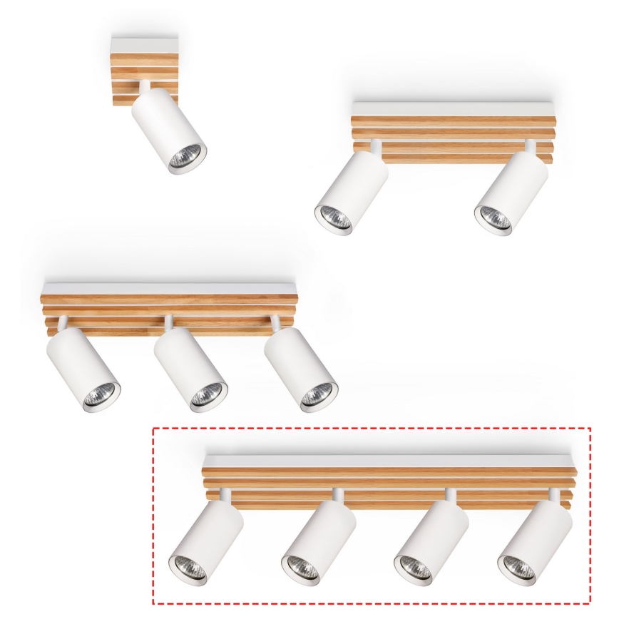 Brilagi - Kohdevalaisin SELE WOOD 4xGU10/30W/230V valkoinen/puu