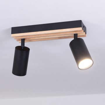 Brilagi - Kohdevalaisin SELE WOOD ACOUSTIC 2xGU10/30W/230V musta/puu
