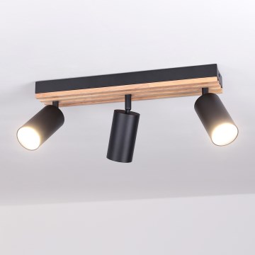Brilagi - Kohdevalaisin SELE WOOD ACOUSTIC 3xGU10/30W/230V musta/puu