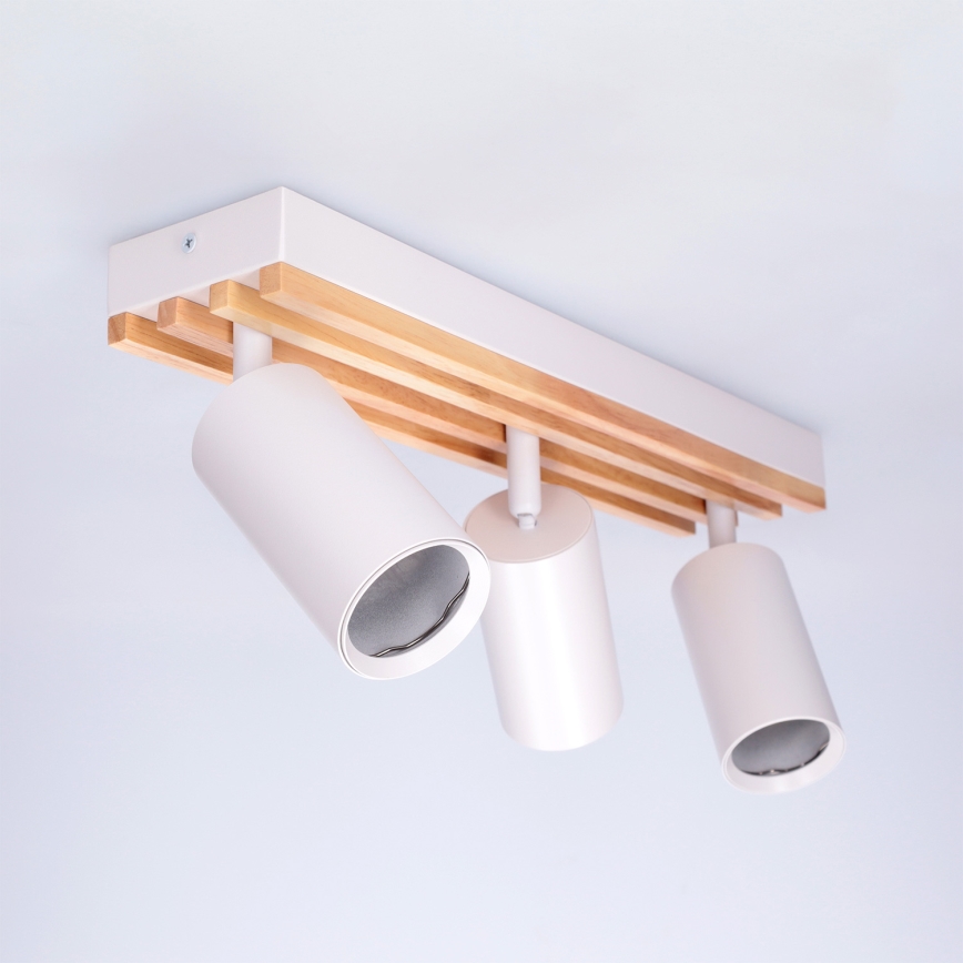 BRILAGI - Kohdevalaisin SELE WOOD ACOUSTIC 3xGU10/30W/230V valkoinen/puu