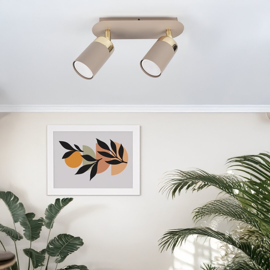 Brilagi - Kohdevalo POKER 2xGU10/25W/230V beige/kulta