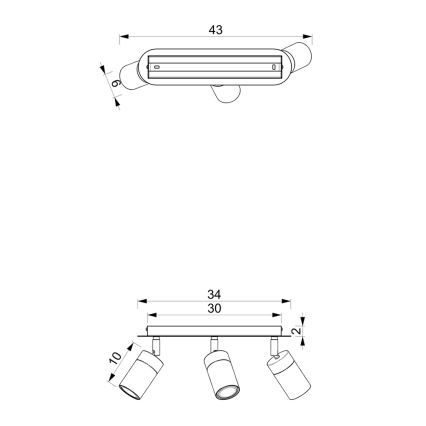 Brilagi - Kohdevalo POKER 3xGU10/25W/230V sininen/kulta