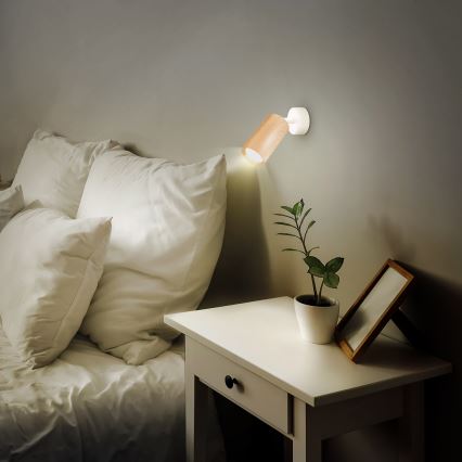 Brilagi - Kohdevalo SELE 1xGU10/30W/230V valkoinen/tammi sisustus