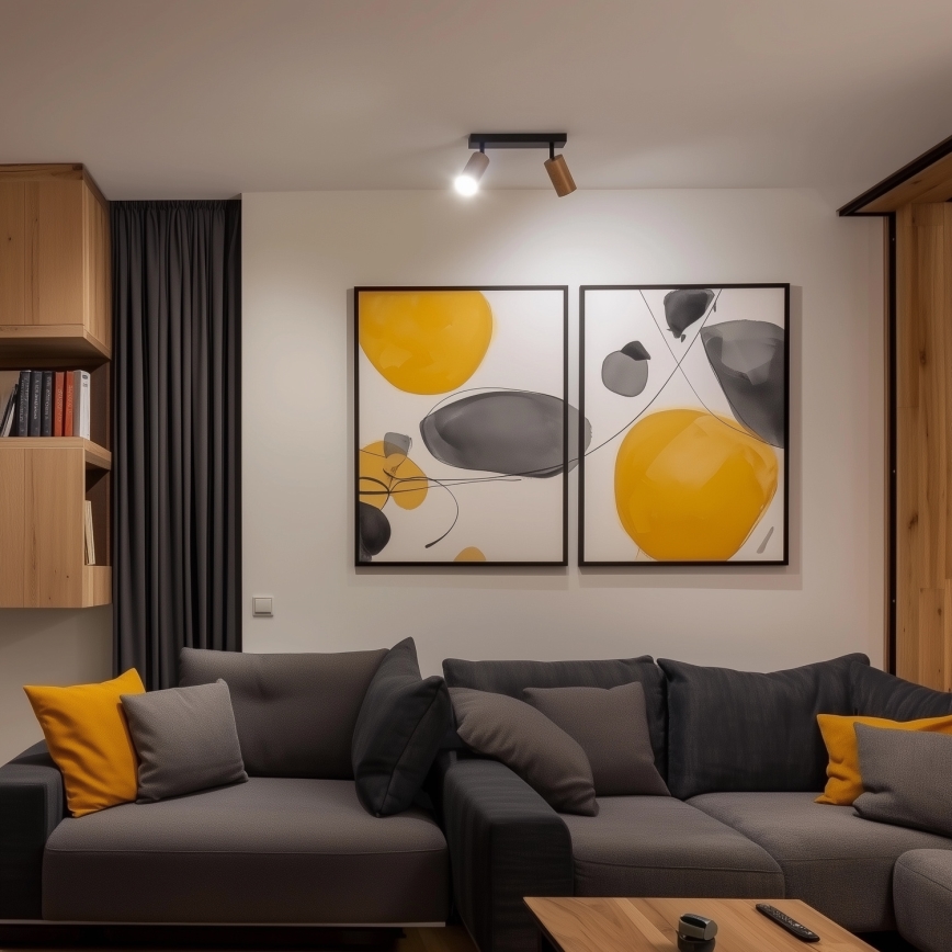 Brilagi - Kohdevalo SELE 2xGU10/30W/230V musta/tammi sisustus