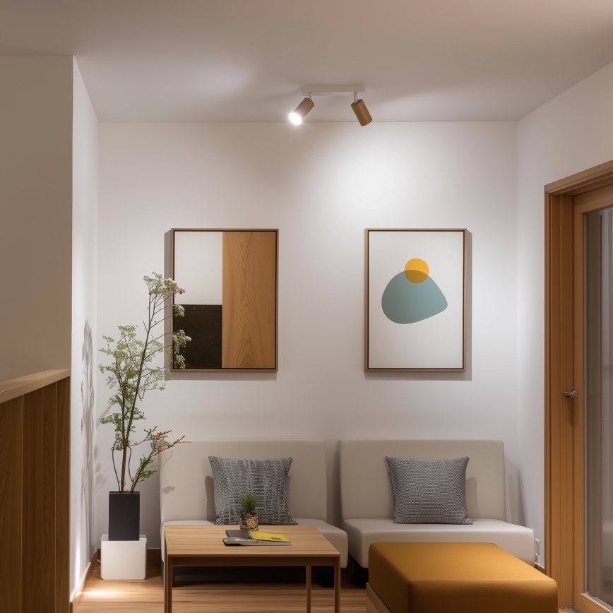 Brilagi - Kohdevalo SELE 2xGU10/30W/230V valkoinen/tammi sisustus