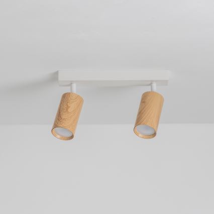Brilagi - Kohdevalo SELE 2xGU10/30W/230V valkoinen/tammi sisustus