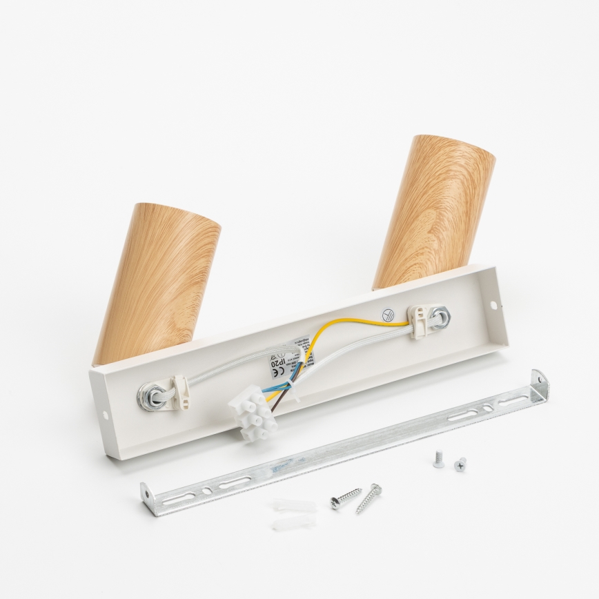 Brilagi - Kohdevalo SELE 2xGU10/30W/230V valkoinen/tammi sisustus