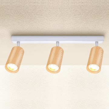 Brilagi - Kohdevalo SELE 3xGU10/30W/230V valkoinen/tammi sisustus