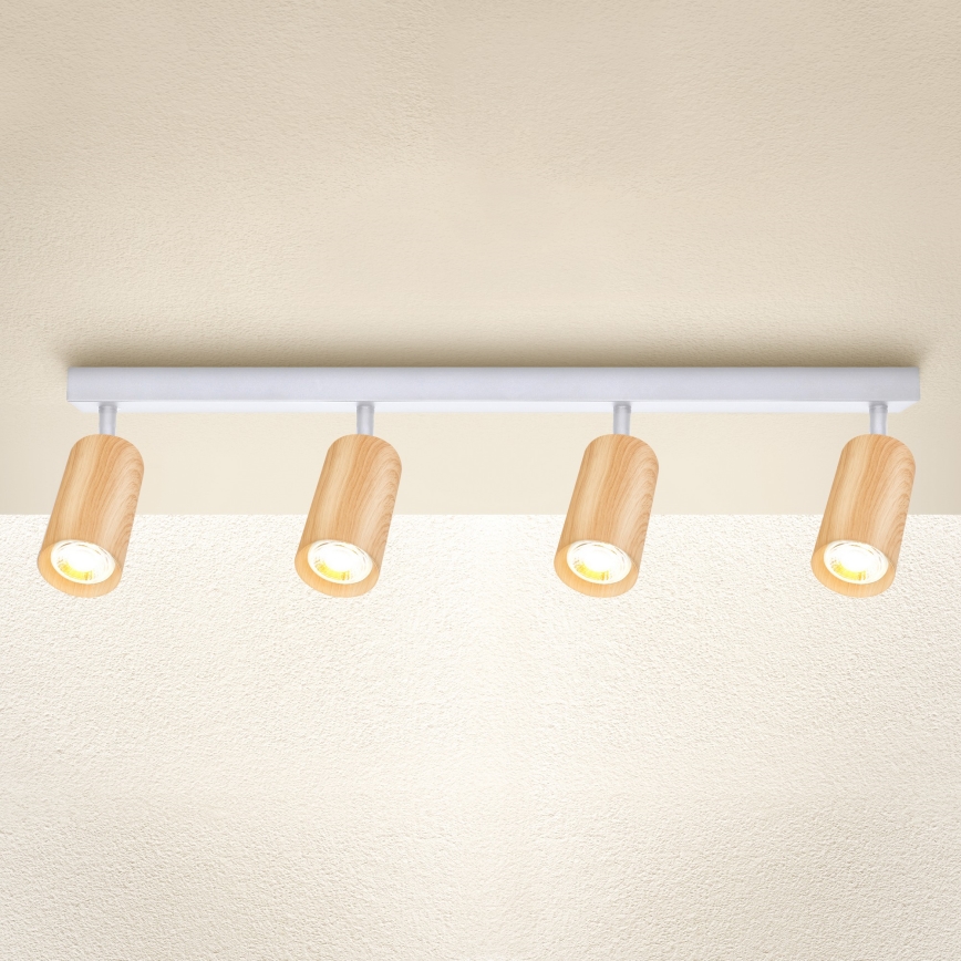 Brilagi - Kohdevalo SELE 4xGU10/30W/230V valkoinen/tammi sisustus