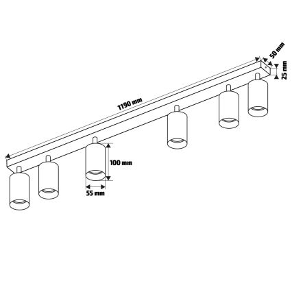 Brilagi - Kohdevalo SELE 6xGU10/30W/230V musta/tammi sisustus