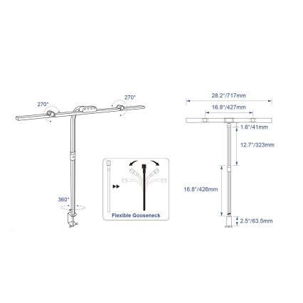 Brilagi - himmennettävä kosketusohjattu LED-pöytävalaisin klipsillä VARIO LED/24W/230V 3000-6500K CRI 92 musta