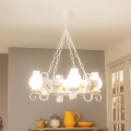 Brilagi - Kruunuvalaisin ketjulla QUEEN 4xE14/40W/230V pyökki/kerma
