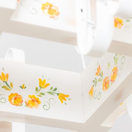 Brilagi - Kruunuvalaisin ketjulla QUEEN 4xE14/40W/230V pyökki/kerma