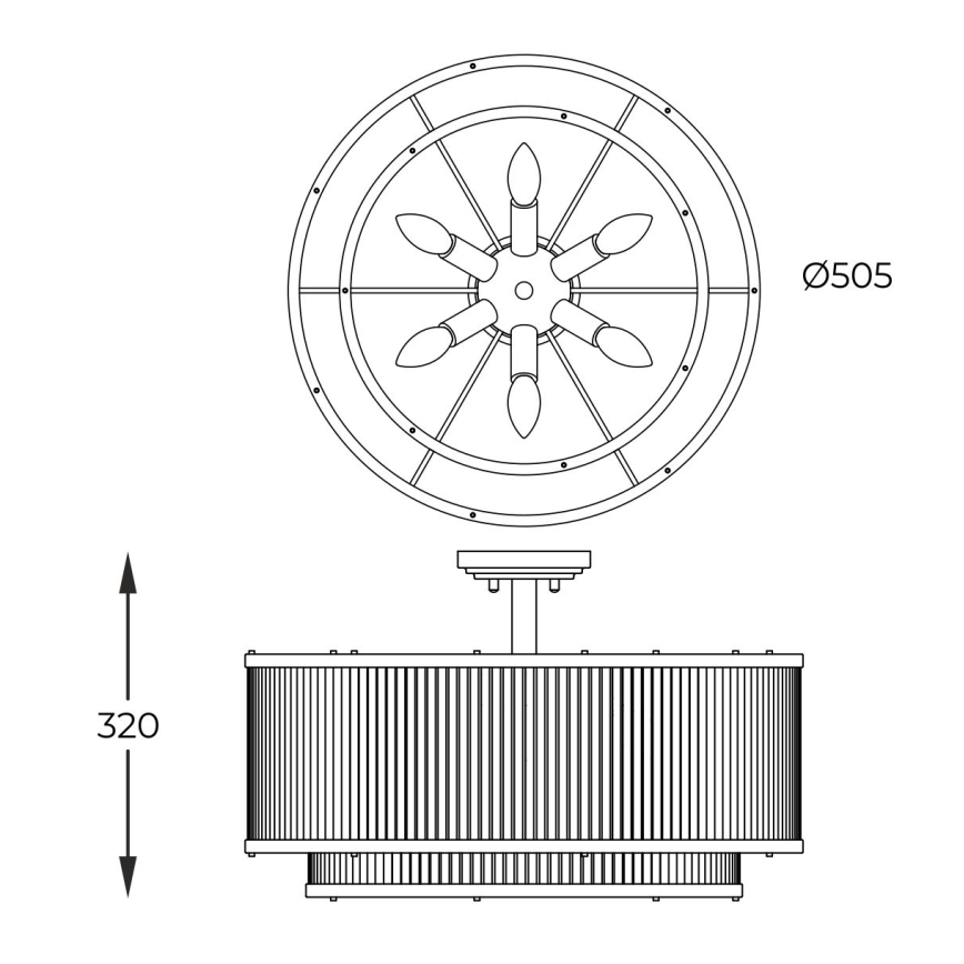 Brilagi - kultainen pintakiinnitteinen kattokruunu RAMOS 6xE14/60W/230V