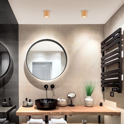 Brilagi - Kylpyhuoneen kohdevalo MIA 1xGU10/30W/230V 84x80 mm tammi sisustus IP44