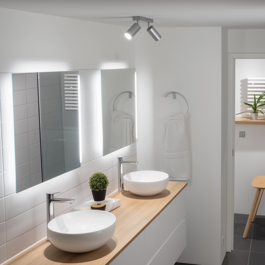 Brilagi - Kylpyhuoneen kohdevalo SELE 2xGU10/30W/230V IP44 hopea