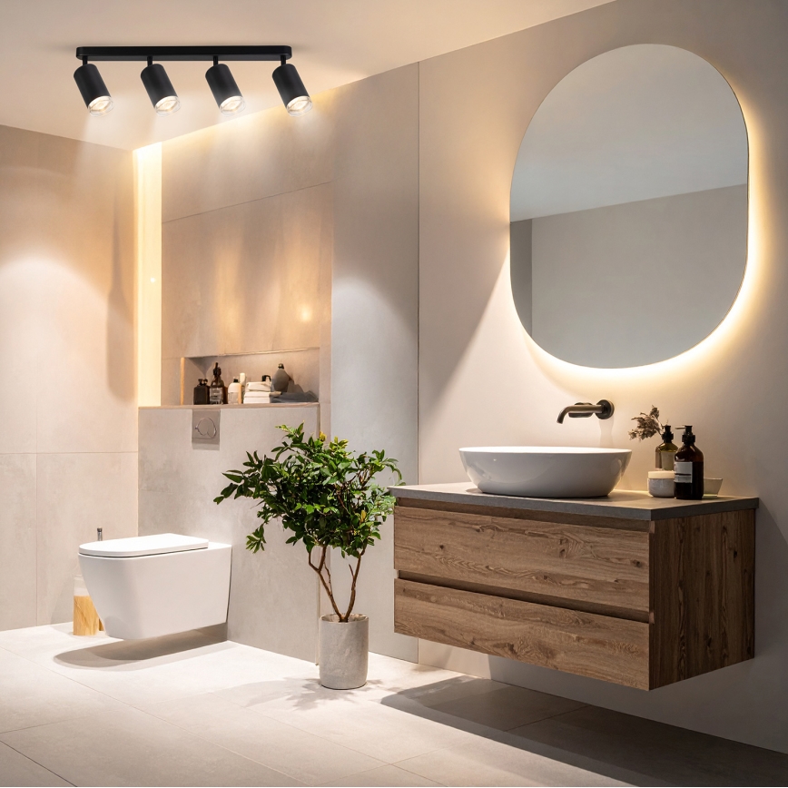 Brilagi - Kylpyhuoneen kohdevalo SELE 4xGU10/30W/230V IP44 musta